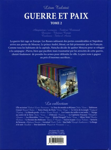 Verso de l'album Les Incontournables de la littérature en BD Tome 18 Guerre et Paix - Tome 2
