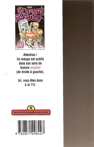 Verso de l'album Shaman King 29 Tu vas mourir