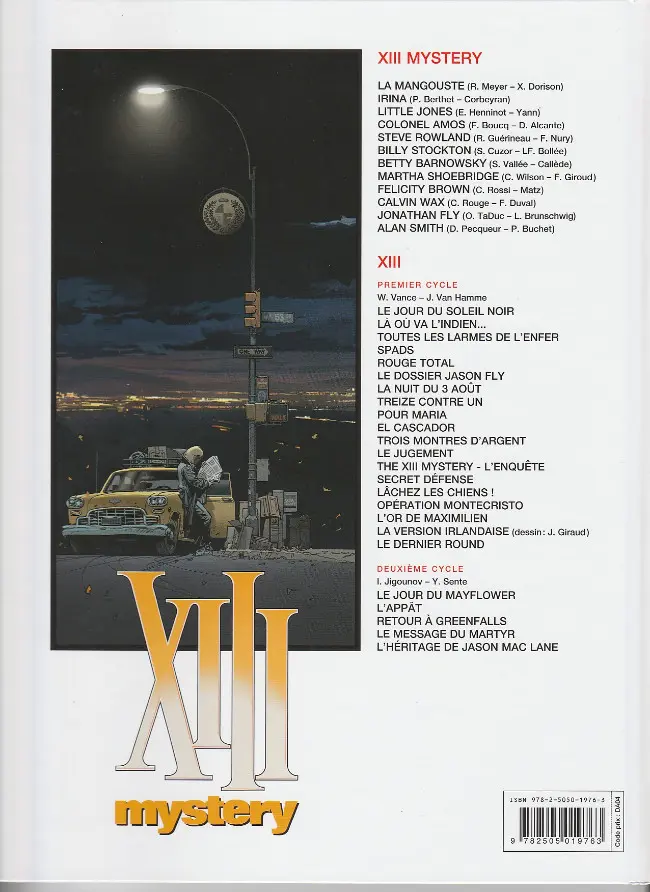 Verso de l'album XIII Mystery Tome 8 Martha Shoebridge