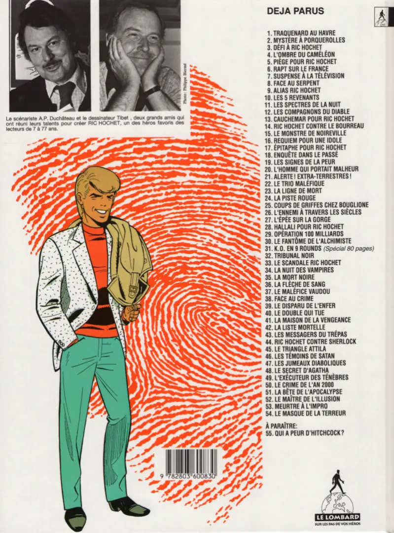 Verso de l'album Ric Hochet Tome 12 Les spectres de la nuit
