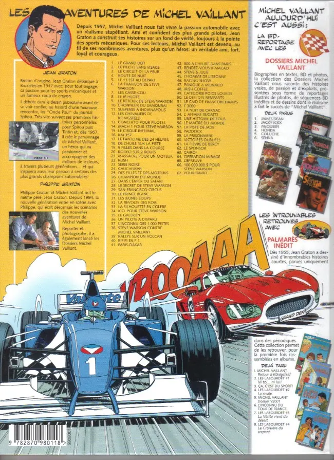Verso de l'album Michel Vaillant Tome 52 F3000