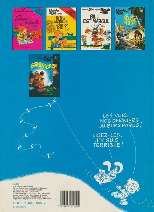 Verso de l'album Boule & Bill Tome 12 Ce coquin de cocker