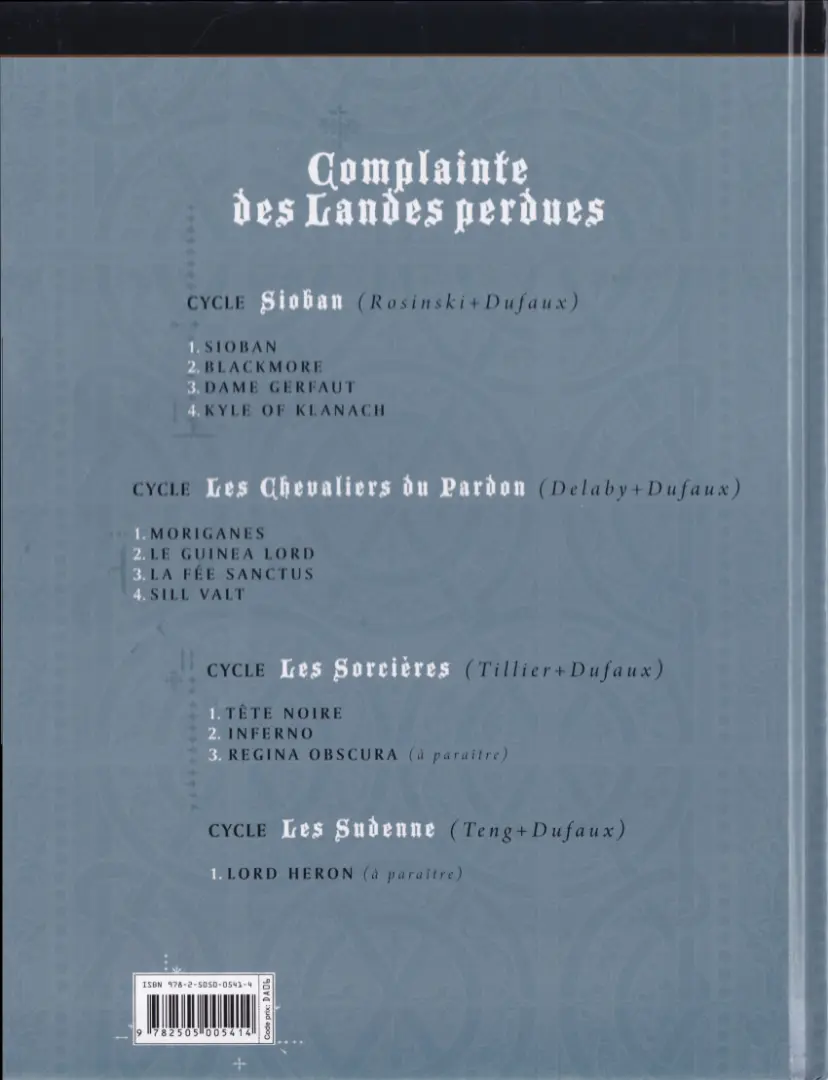 Verso de l'album Complainte des Landes perdues Sioban Tome 3 Dame Gerfaut