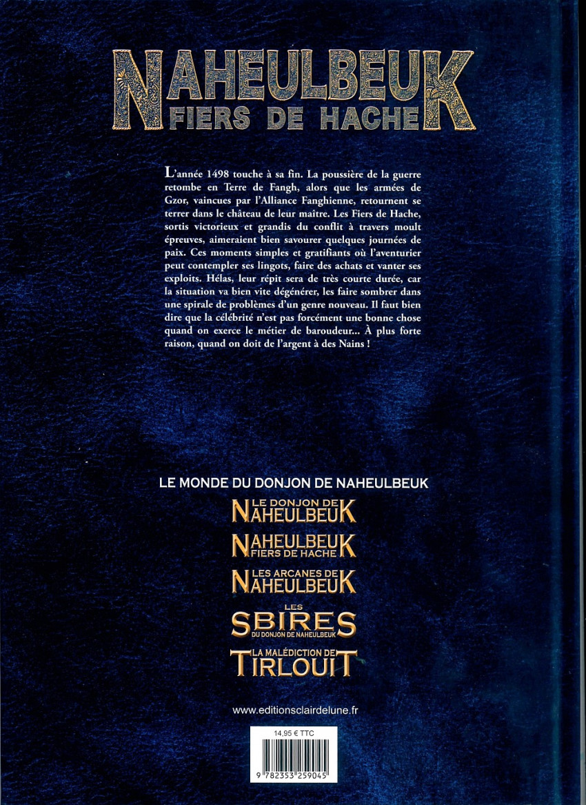 Verso de l'album Naheulbeuk - Fiers de hache Tome 1 Les gemmes de la discorde