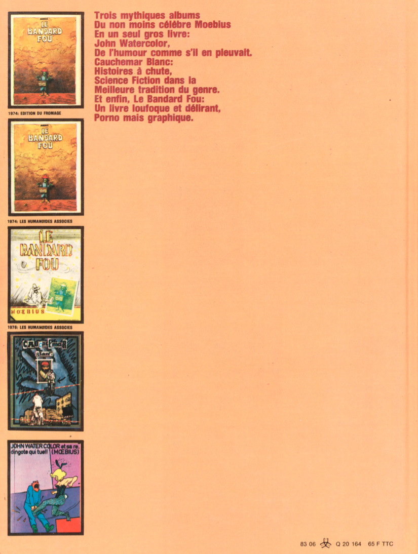 Verso de l'album Moebius œuvres complètes Tome 1 Le Bandard Fou, John Watercolor, Cauchemar Blanc