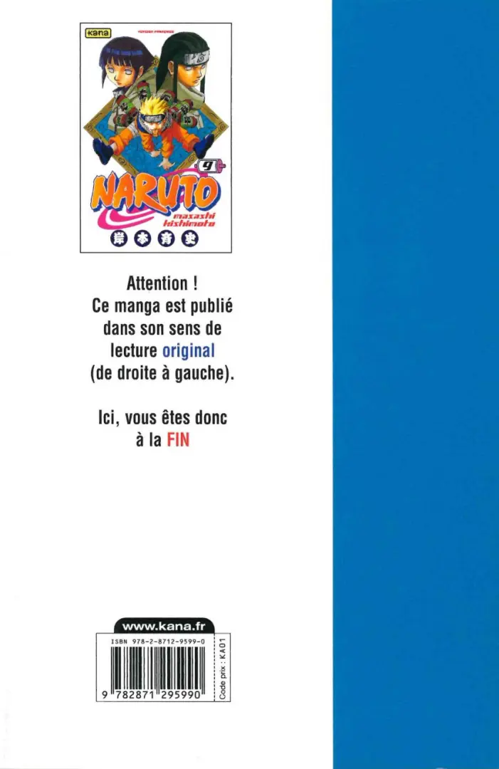 Verso de l'album Naruto 9 Neiji et Hinata