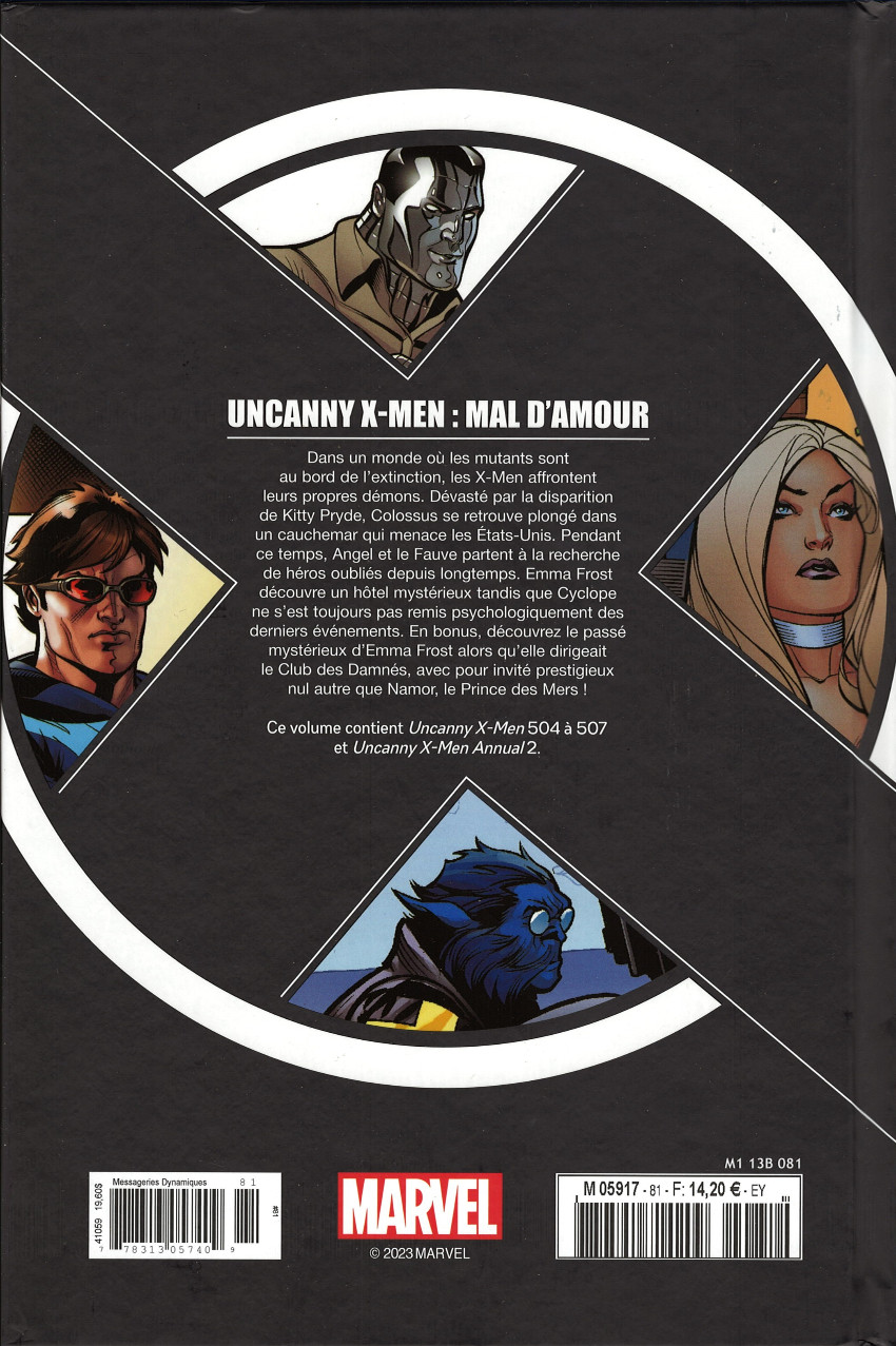 Verso de l'album X-Men - La Collection Mutante Tome 81 Uncanny X-Men : Mal d'amour