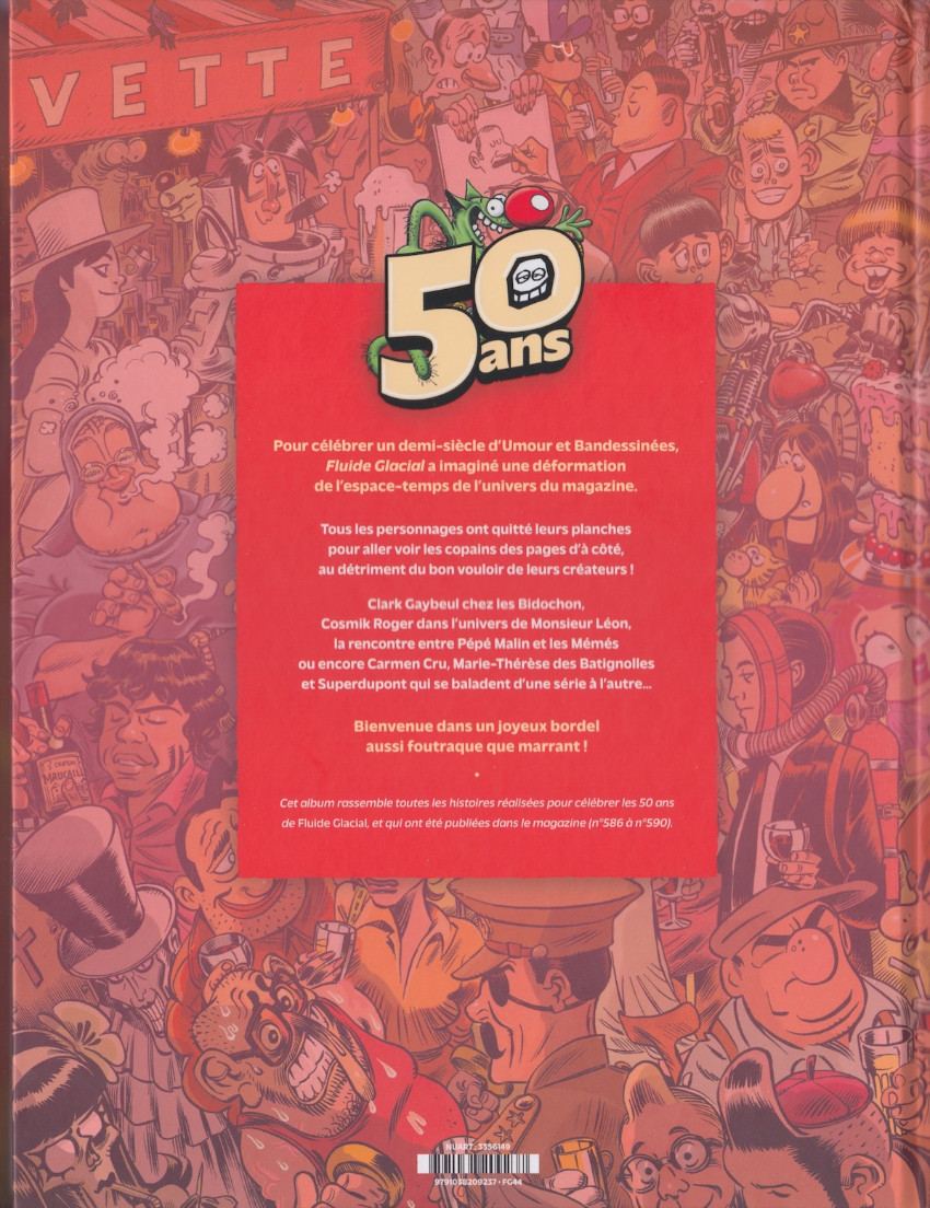 Verso de l'album Fluide Glacial spécial anniversaire L'Album anniversaire 50 ans