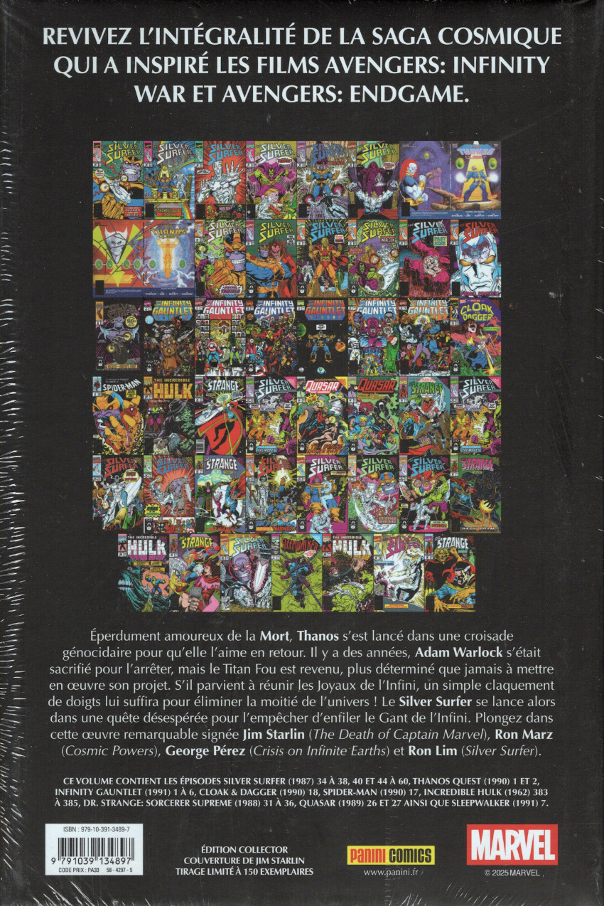 Verso de l'album Thanos : La Trilogie de l'infini Thanos : Le gant de l'infini