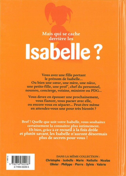 Verso de l'album L'Encyclopédie des prénoms en BD Tome 4 Isabelle
