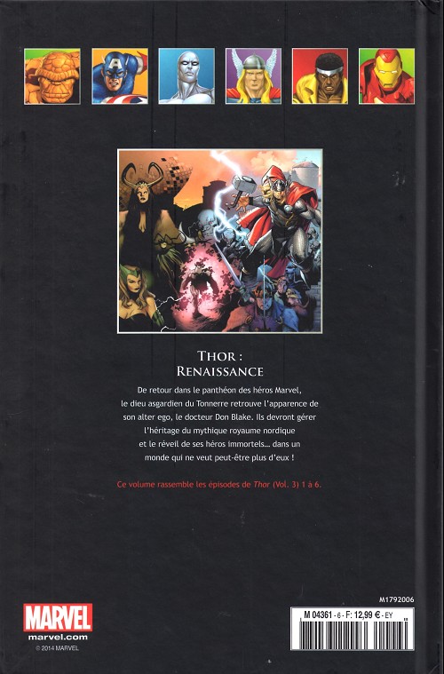 Verso de l'album Marvel Comics - La collection de référence Tome 6 Thor - Renaissance