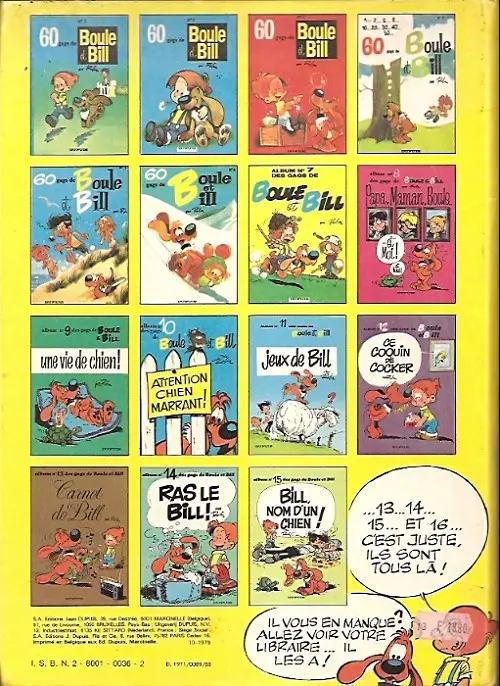 Verso de l'album Boule & Bill Tome 7