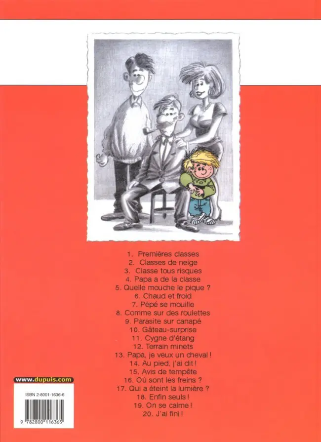 Verso de l'album Cédric Tome 1 Premières classes