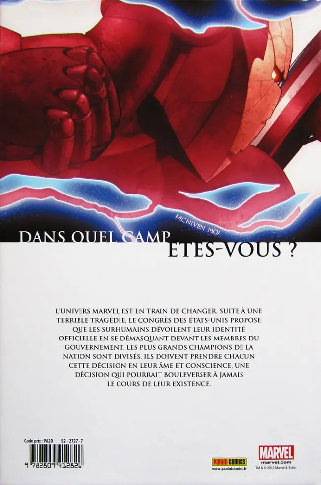 Verso de l'album Civil War Tome 3 La Mort de Captain America