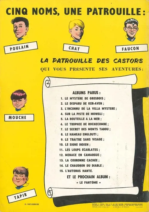 Verso de l'album La Patrouille des Castors Tome 6 Le Trophée de Rochecombe