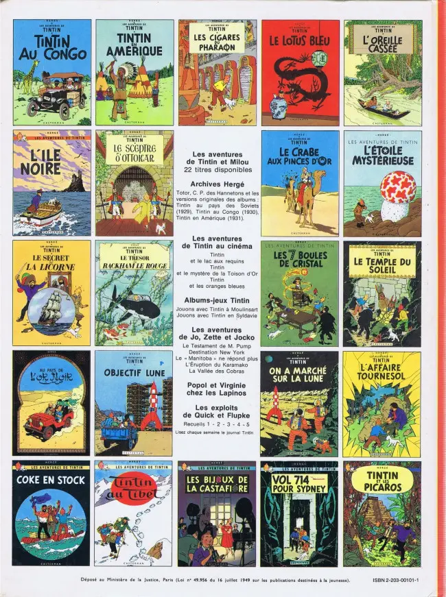 Verso de l'album Tintin Tome 2 Tintin au Congo