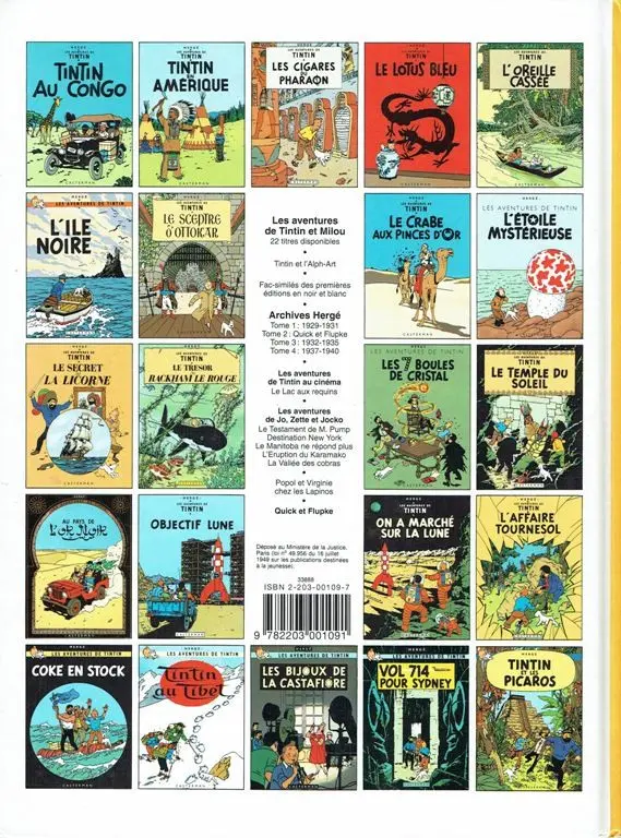 Verso de l'album Tintin Tome 10 L'étoile mystérieuse