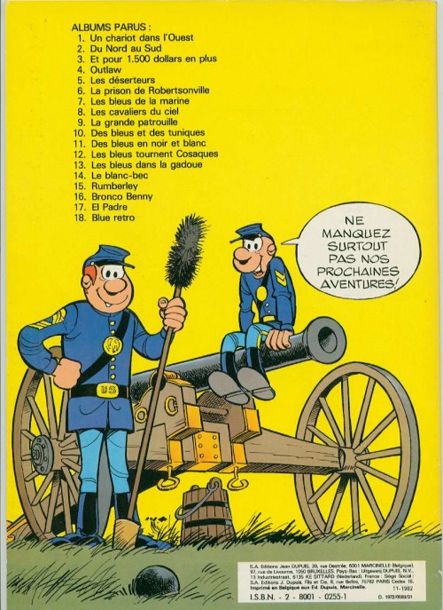 Verso de l'album Les Tuniques Bleues N° 1 Un chariot dans l'Ouest