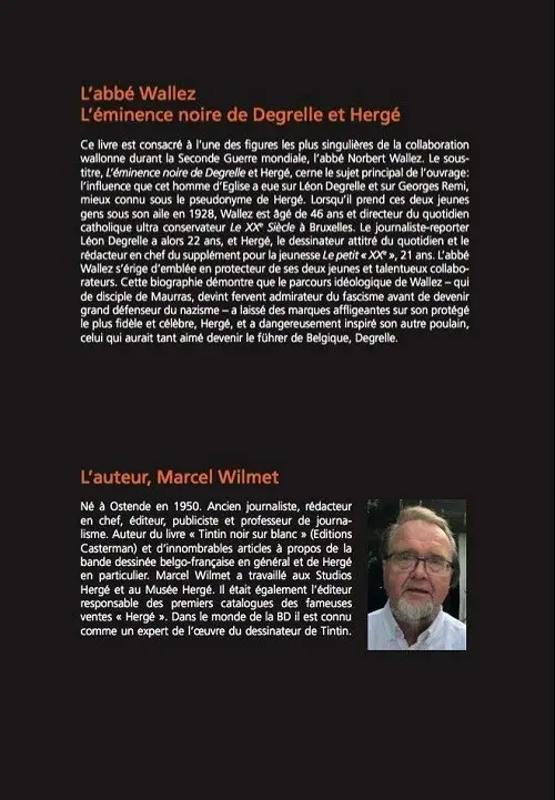 Verso de l'album L’abbé Wallez, l’éminence noire de Degrelle et Hergé
