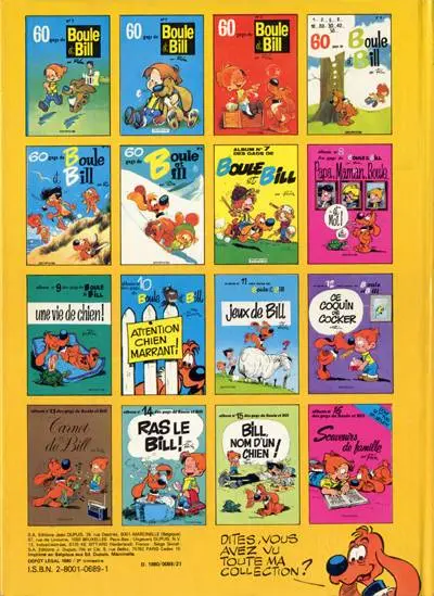 Verso de l'album Boule & Bill Tome 17 Tu te rappelles, Bill ?