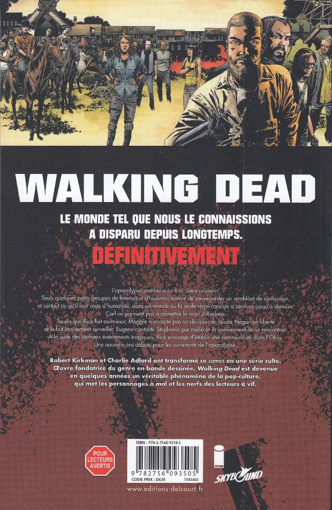 Verso de l'album Walking Dead Tome 29 La ligne blanche