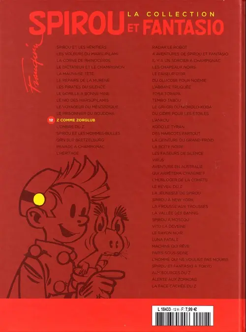 Verso de l'album Spirou et Fantasio La collection Tome 12 Z comme Zorglub