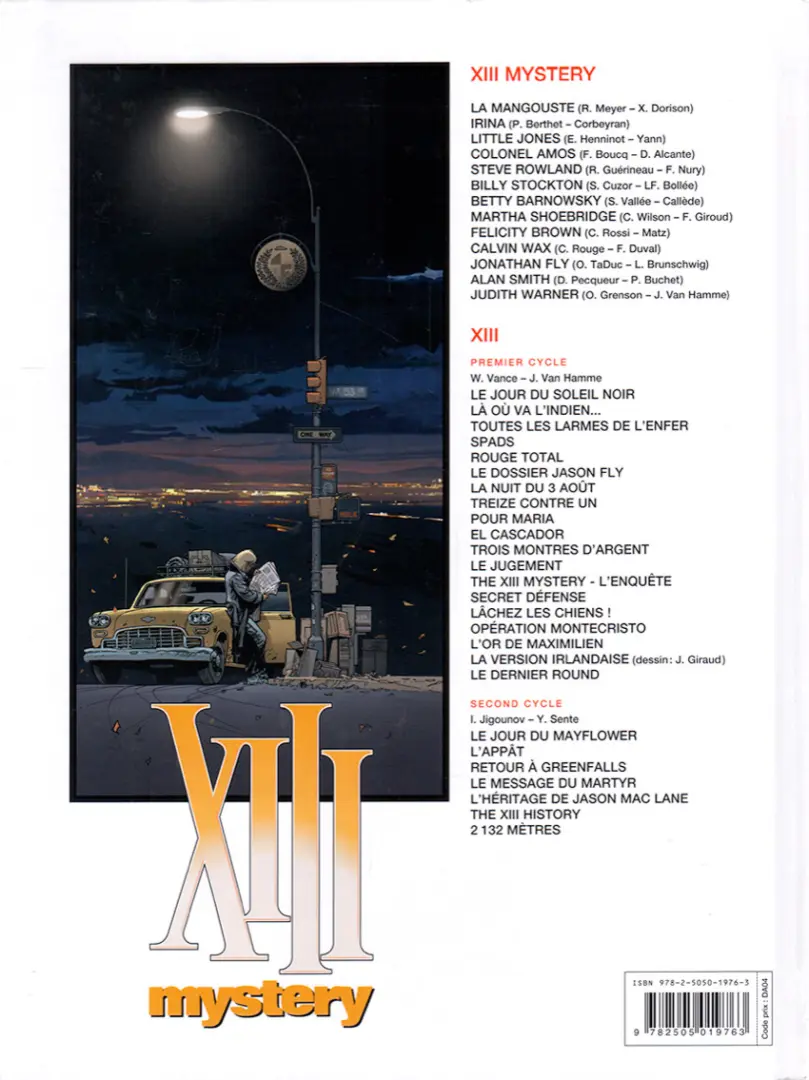 Verso de l'album XIII Mystery Tome 8 Martha Shoebridge