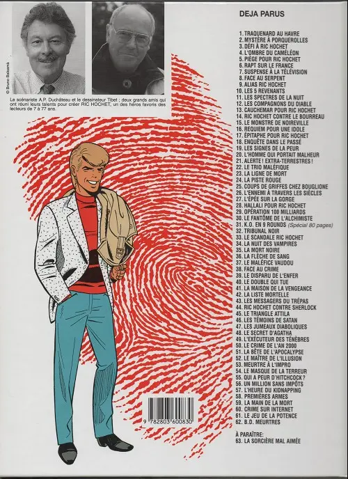 Verso de l'album Ric Hochet Tome 12 Les spectres de la nuit