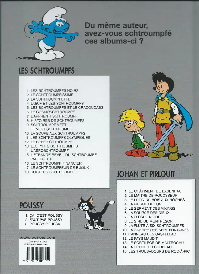 Verso de l'album Johan et Pirlouit Tome 13 Le sortilège de Maltrochu