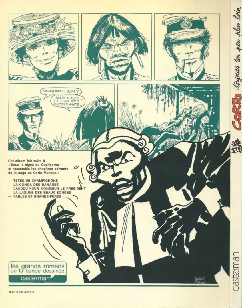 Verso de l'album Corto Maltese Tome 5 Toujours un peu plus loin
