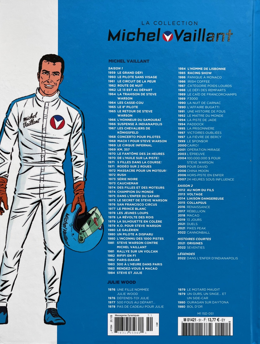 Verso de l'album Michel Vaillant La Collection 51 Racing show