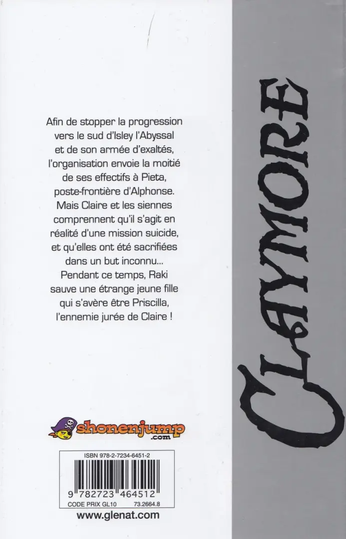 Verso de l'album Claymore 10 La guerre nordique