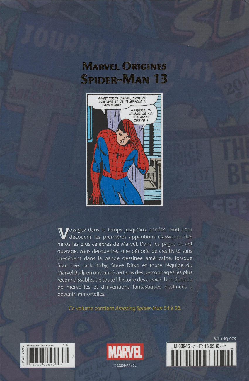Verso de l'album Marvel Origines N° 79 Spider-Man 13 (1967)