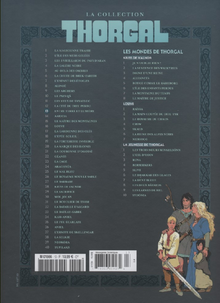 Verso de l'album Thorgal - La collection Tome 13 Entre terre et lumière
