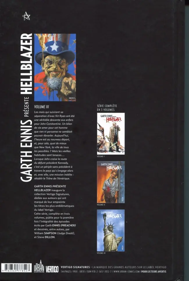 Verso de l'album Hellblazer Volume III