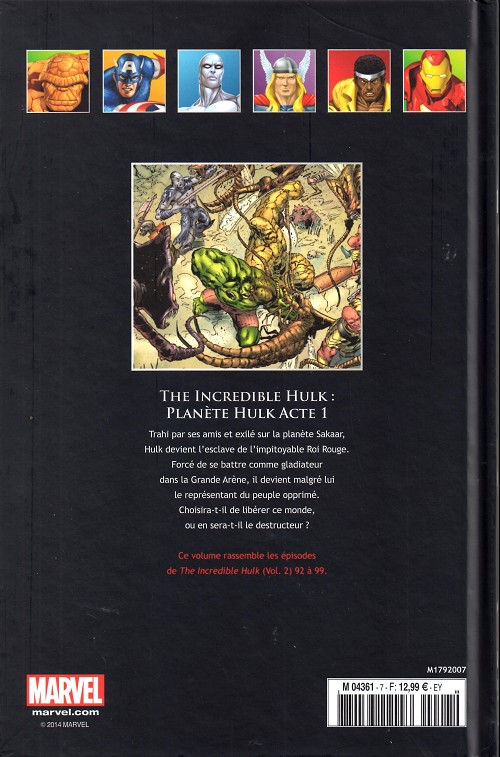 Verso de l'album Marvel Comics - La collection de référence Tome 7 The Incredible Hulk - Planète Hulk acte 1