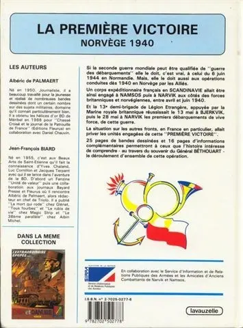 Verso de l'album La Première victoire Norvège 1940