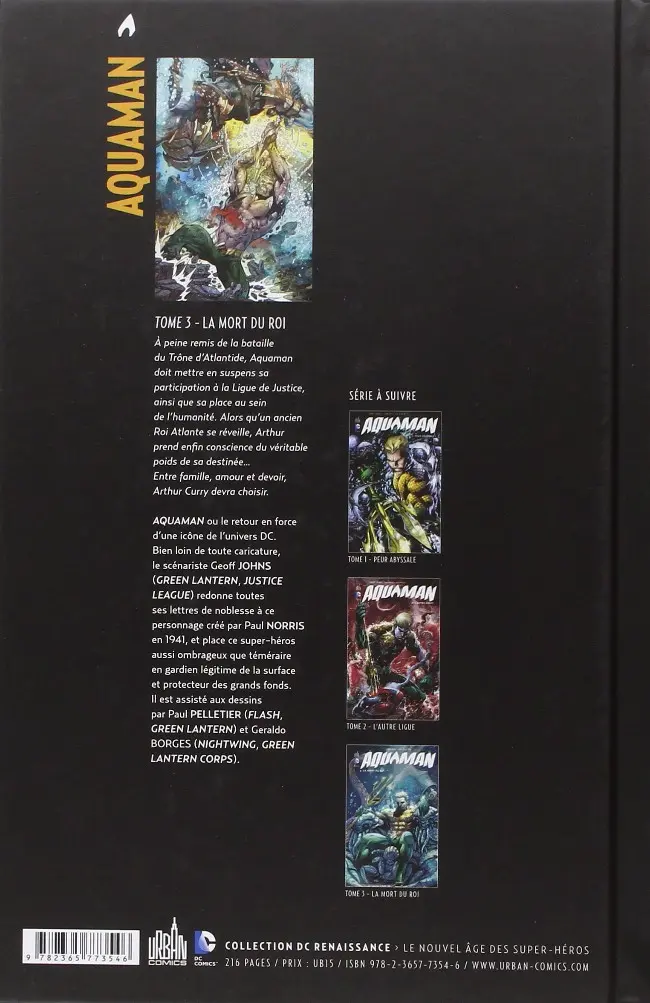 Verso de l'album Aquaman Tome 3 La Mort du roi