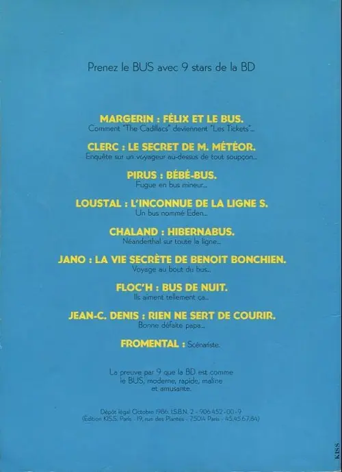 Verso de l'album Félix et le bus TUSQ