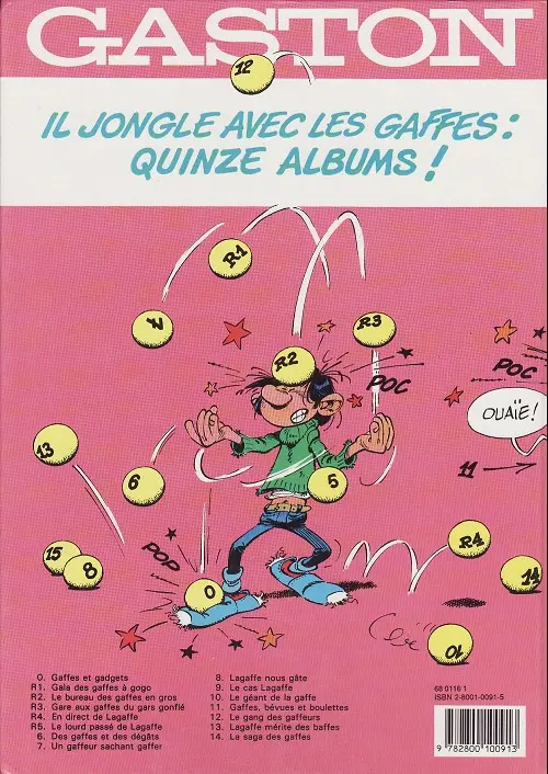 Verso de l'album Gaston Tome 9 Le cas Lagaffe