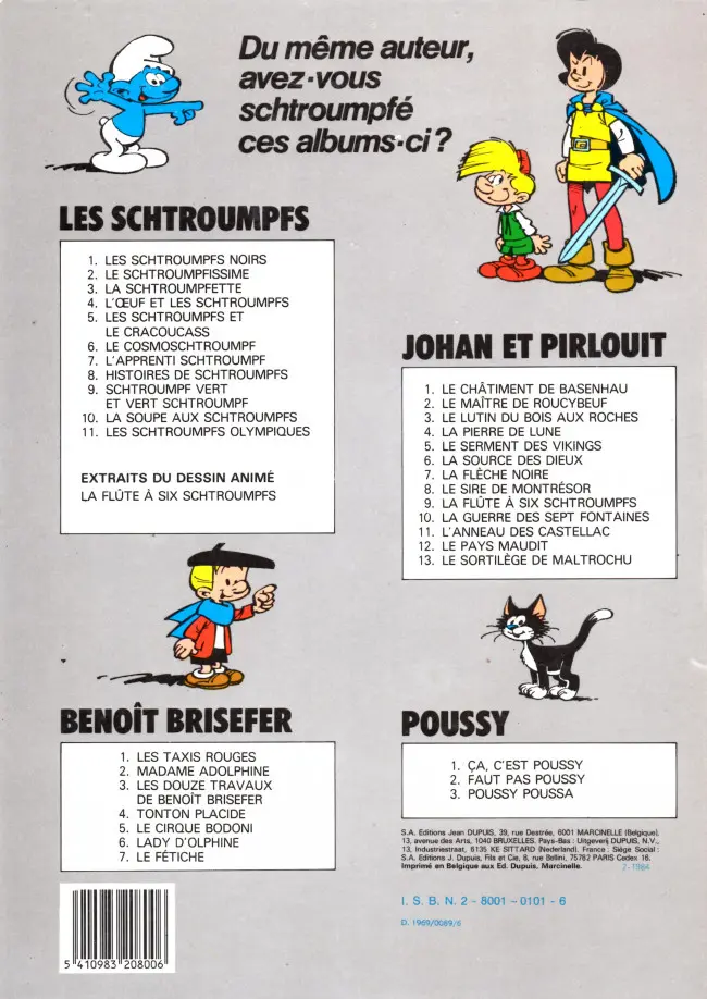 Verso de l'album Johan et Pirlouit Tome 7 La flèche noire