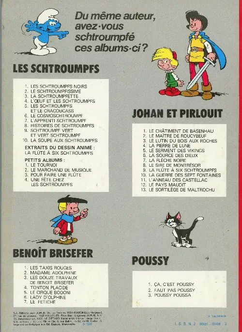 Verso de l'album Les Schtroumpfs Tome 1 Les Schtroumpfs noirs