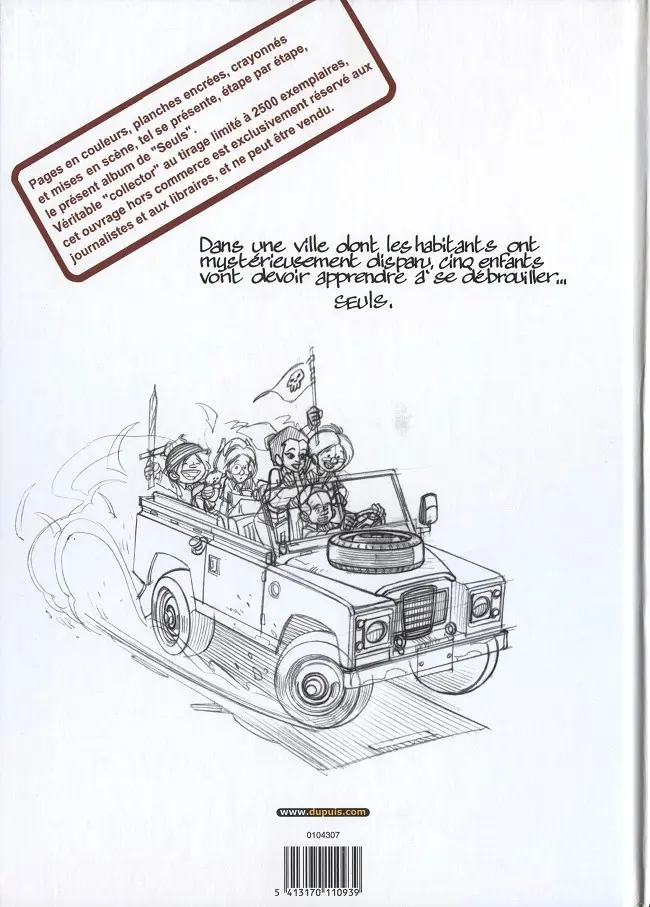 Verso de l'album Seuls Tome 1 La disparition