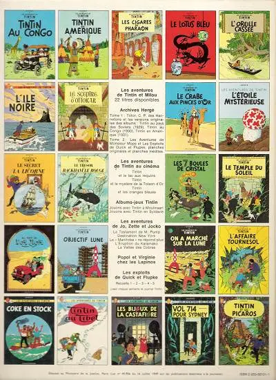 Verso de l'album Tintin Tome 2 Tintin au Congo