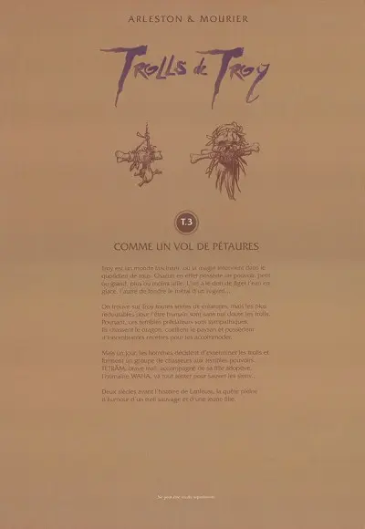 Verso de l'album Trolls de Troy Tome 3 Comme un vol de pétaures