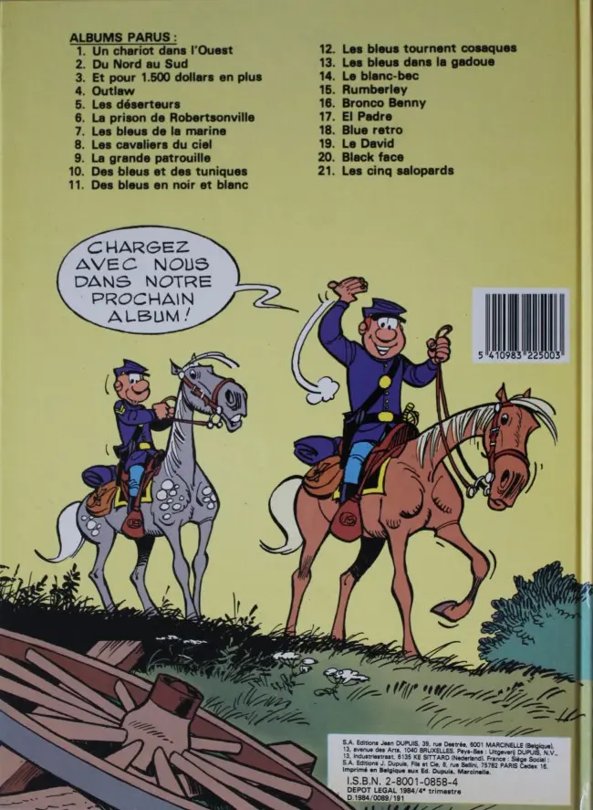 Verso de l'album Les Tuniques Bleues Tome 1 Un chariot dans l'Ouest