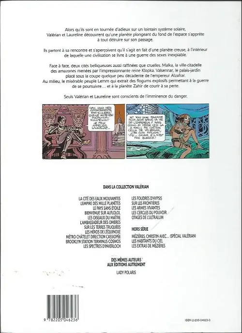 Verso de l'album Valérian Tome 3 Le pays sans étoile