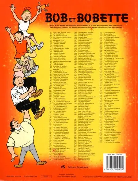 Verso de l'album Bob et Bobette Tome 287 Le fantasque fantastique