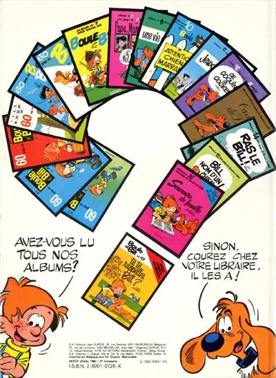 Verso de l'album Boule & Bill Tome 18 Bill est maboul