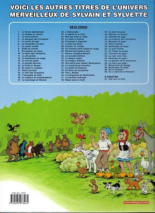Verso de l'album Sylvain et Sylvette Tome 60 On a retrouvé la faraude !